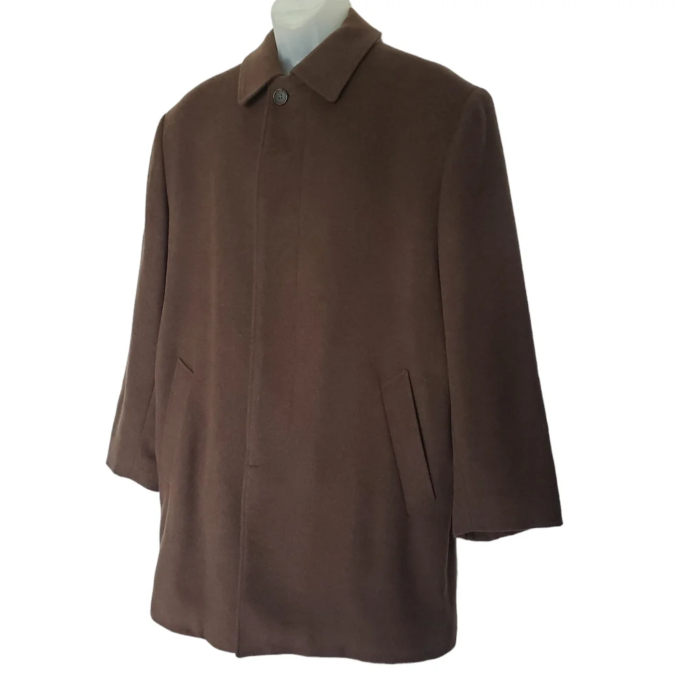 Pronto Uomo Overcoat Mens Size 40 S Brown Wool Button Front Classic Professional